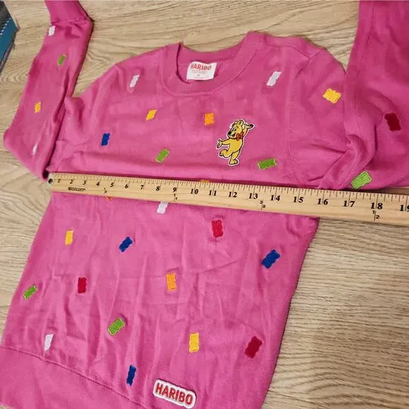 Haribo Pink Embroidered Gummy Bear Crewneck Sweater - Picture 5 of 8